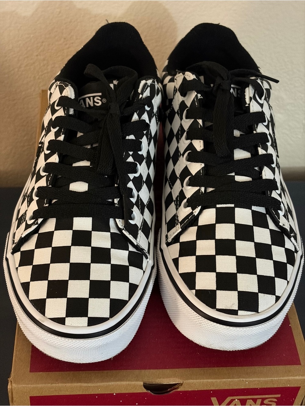 Vans Black and White Checkerboard Low-Top Sneakers